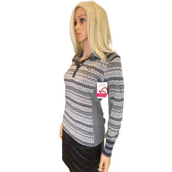 Kari Traa Merino Wool Half-Zip Nordic Base Layer Hoodie Top Medium Gray - Picture 4 of 11